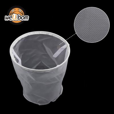 China Food Grade Filter Bag Home Brewing 30 Mesh Food Grade Nylon Bucket Filter Bag Beer Wine Residue Separation Bag With Stainless Steel Ring for sale