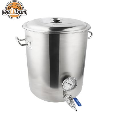 China Home Use Brew Pot Stainless Steel Beer Brew Kettle 30L/40L/50L/65L With Thermometer One Piece KitsBrewing Kettle for sale