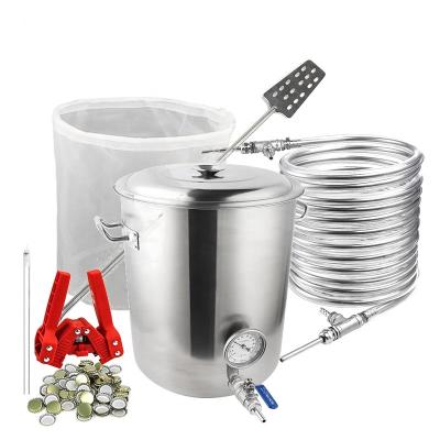 China food & Beverage Factory Counterflow Wort Fridge 40L For Beer Homebrew Starter Kit Brew Kettle/Pot and Wort Stirrer and Bottle Filler and Capper for sale