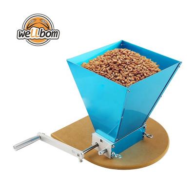 China Newest Durable Home Brew Malt Mill 2 Roller Grain Mill Barley Grinder With Pine Wood Base for sale