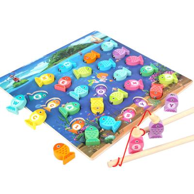 China Popular Fishing Toys Montessori Fishing Toys Color To Match Matching Puzzle Digital Toy Kids Gift Math Toys Educational Wooden Busy Figure Board for sale