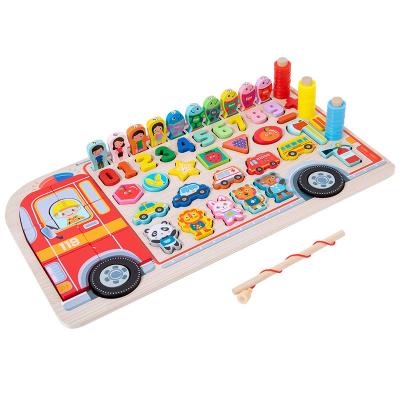 China New Popular Fishing Toys Montessori Number Board Fishing Knowledge For Baby Toys Early Educational Wooden Math Fishing Montessori Toys Educational for sale