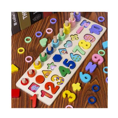 China Popular Fishing Toys Montessori Educational Wooden Toys Preschool Counting Geometry Busy Board Games Learn Sorter Fishing Math Toys For Kids Children for sale