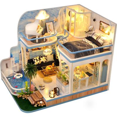 China Blink DIY Doll House Dollhouse Miniature Furniture Wooden Kit Casa Music Led Toys For Kids Birthday Gift for sale