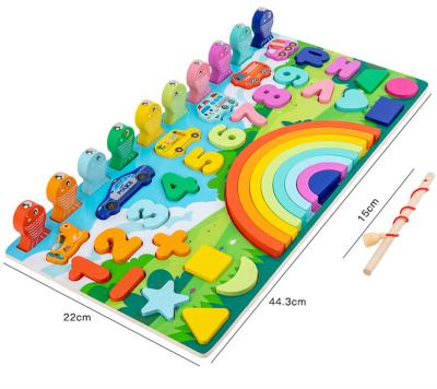 China Cartoon Toy Fishing Toy Montessori Wooden Puzzles Educational Cartoon Jigsaw Puzzles Baby Toys Hand Grab Boards for sale