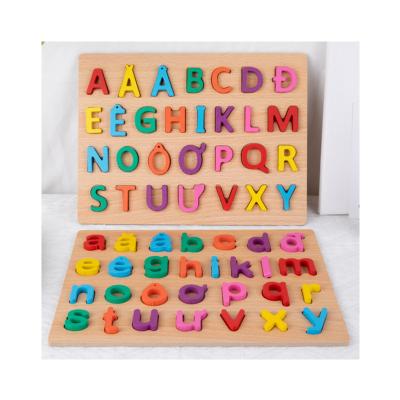 China 3D Cartoon Animal Montessori Toy Wooden Puzzle Baby Toys for Children Wooden Baby Hand Grip Board Alphabet for sale