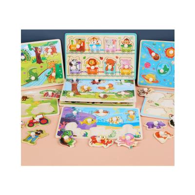 China Cartoon Toy Hot Kids Wood Jigsaw Jigsaw Puzzle Board Game Baby Montessori Educational Wooden Learning Toys For Kids Geometric Shape 3D Puzzles for sale