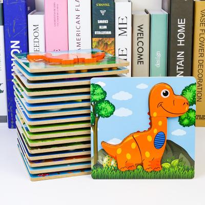 China Cartoon Toy Kids Toy Wood Jigsaw Puzzle 3D Wooden Puzzle For Children Baby Cartoon Animal/Traffic Puzzles Educational Toy for sale