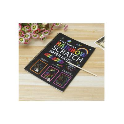 China Children's DIY Color Paint Drawing Scratch Diary DIY Toy Book Art Magic Paper Rainbow Scratch Paper Notebook for sale