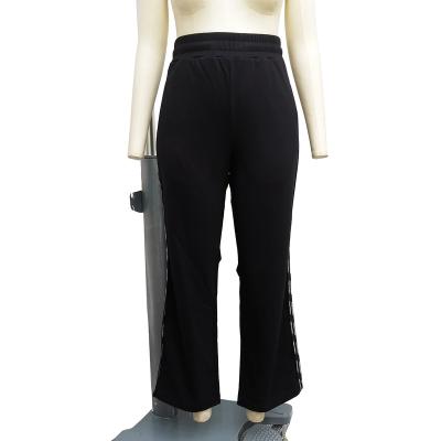 China Anti-Wrinkle Pants Plain Cotton Waist Pocket Tassel Cotton&Polyester Elastic Sport Pants Woman For Newspaper for sale