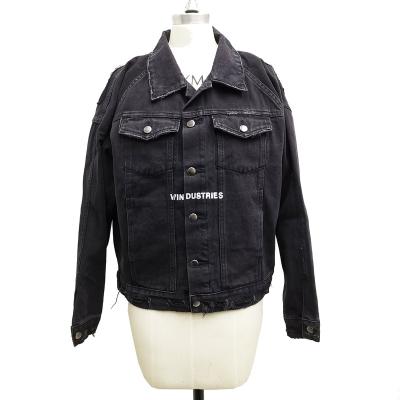 China 2021 Fashion Autumn Special Design Stick A Quilted Drilling Cotton / Polyester Denim Jacket With Classic Collar for sale