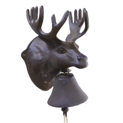 China Funny Rustic Waterproof Christmas Metal Cast Iron Deer Ring Door Bell + Wall Mounted Black Deco for sale