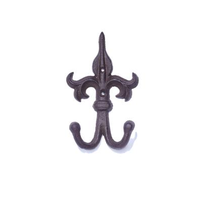 China Sleek Double Robe Cast Iron Hooks Ideal For Hats Coats And Coat Racks for sale