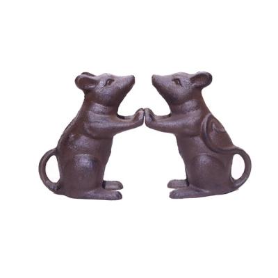 China Home Unique Nordic Metal Cast Iron Style Mouse Villa Restaurant Garden Black Bookend Sturdy Bookends for sale