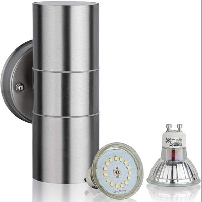 China Brimmel Modern Stainless Steel Gu10 Silver Including 2X LED Bulb Upwdown Outdoor Wall Light Outside Lighting Powered Mains for sale