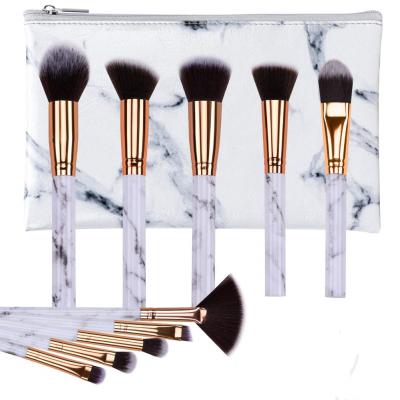 China Soft Silky Makeup 10pcs Professional Marble Makeup Brush Set Makeup Brush Soft Synthetic Hair Makeup Brushes for sale