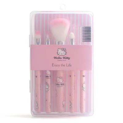 China 5Pcs Cartoon Silky Soft Portable Factory Wholesale Makeup Tool Kits Hello-Kitty Makeup Brush Set for sale