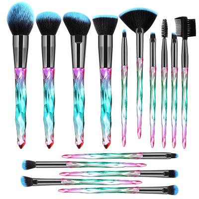 China 2021 New Diamond Handle Soft Bristle Makeup Brush Set Silky Soft Synthetic Hair Makeup Brushes Best for sale