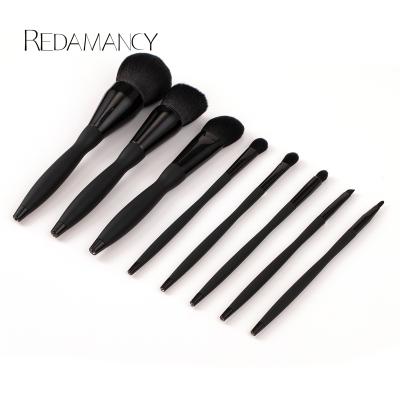 China Luxury High Quality Makeup Brushes Fan Brush 8Pcs Fan Handle Black Matte Diamond Makeup Brush Set for sale