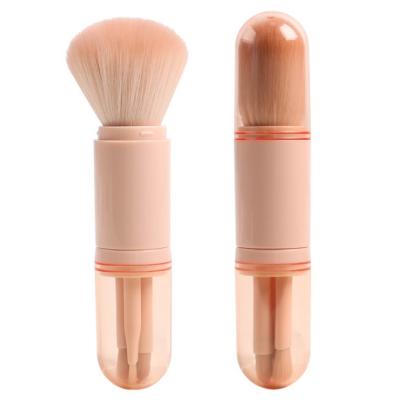 China Soft Touch Pink Travel Eyeshadow Makeup Set Brush Cosmetic Beauty Tools 4 In1 Retractable Single Makeup Brushes for sale