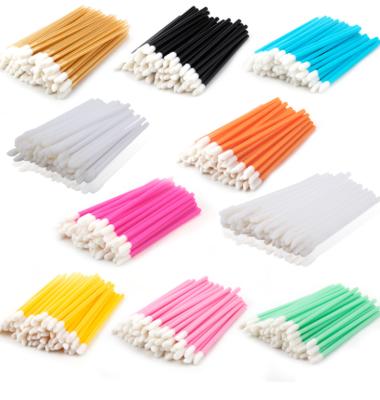 China Disposable Clear Lint Free Brush Tool Clear Lint Free Brush Tool 50pcs Factory Price Handle Lip Fan Brush Lip Gloss Applicator Colorful Handle Makeup Brushes for sale