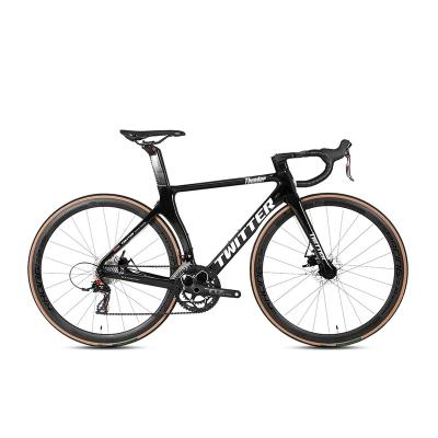 China 58cm carbon fiber twitter thunder men and women light carbon fiber frame road bike steadies pedal cycle disc brake and fork road bicycle bike for sale