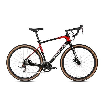 China Street Twitter 700c carbon bicycle frame on road bike 22 speed disc brake racing gravel carbon fiber road bike for sale