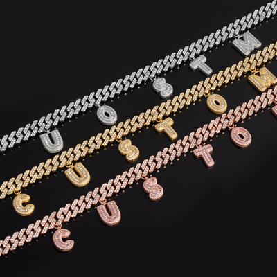 China ADELANTE CLASSIQUE New 12mm European and American Hip Hop Personalized Splicing Letter Bar DIY 8 Inch Cuba Custom Chain Bracelets for sale