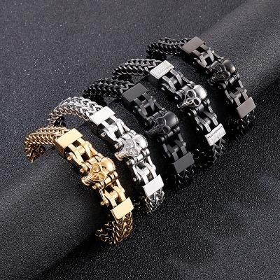 China ADELANTE AB220008 Stainless Steel FASHIONABLE Multi Chain Decoration Skull Cuban Link Cuban Chain Bracelet for sale