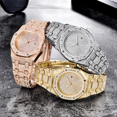 China Wholesale AB220015 Adelante Day/Date Ally Fashion Hip Hop Iced Out Diamond Quartz Wristwatch Watch For Men for sale