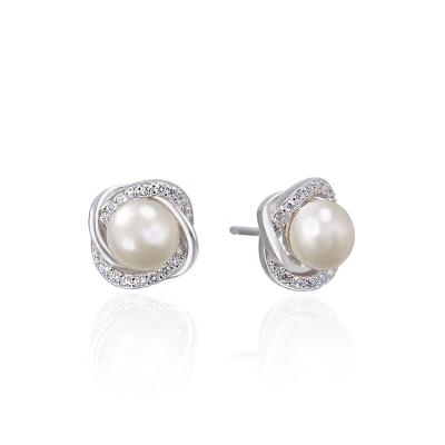 China ADELANTE TRENDY Popular Simple Design For Multi Scenes 925 Silver Pearl Women Stud Earrings for sale