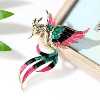 China Alloy ADELANTE Korea Beautiful Fire Oil Drip Enamel Animal Phoenix Brooch for sale