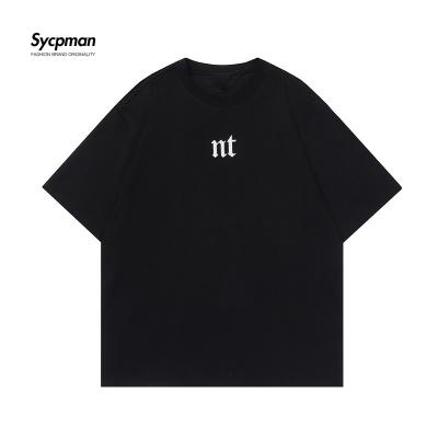 China Anti Pilling Casual Monogram Print Men's Crewneck Oversized Short Sleeve Unisex Short Sleeve T-Shirt For Summer for sale