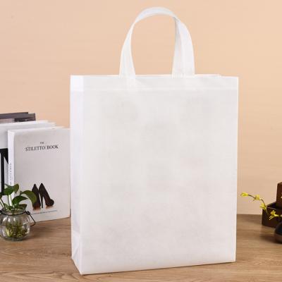 China BIODEGRADABLE Eco Reusable Supermarket Custom Laminated White Non Woven Carrier Small Tote Shopping Bag With Logo Plastic PP Storage Bags for sale