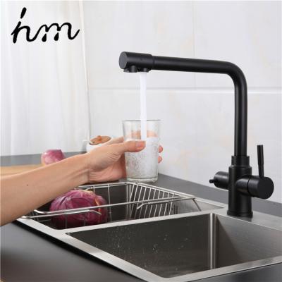 China Other New Design Black Color Double Handle 2 Way Cold Water Faucet Sink Mixer Kitchen Hot Water Faucet for sale