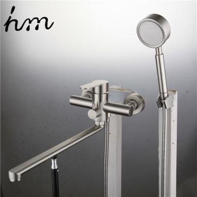 China With Sliding Bar Customize 2 Way 304SUS Bathroom Shower Set Tub Taps Hot Cold Mixer Wall Mounted Bathtub Shower Faucet for sale