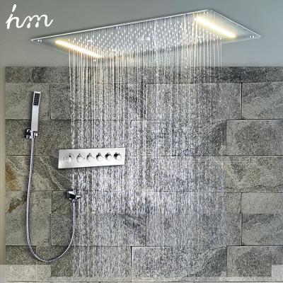 China With Diverter S.M. Thermostatic High Flow Shower Valve Square Shower Sets Led Light Mist Fashion Spa Modern Rainfall Shower Head for sale