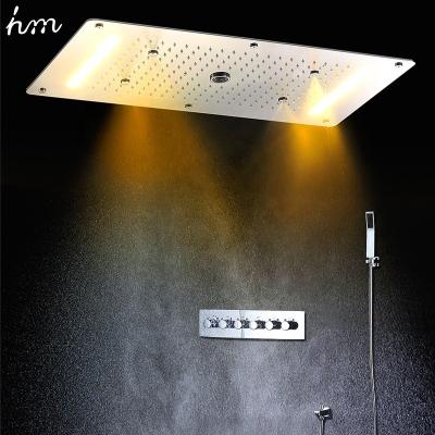 China With Diverter S.M. Chrome Big Rain Water Column Waterfall Shower Head Led Shower Head Faucet Set Rain Fall Bathroom for sale