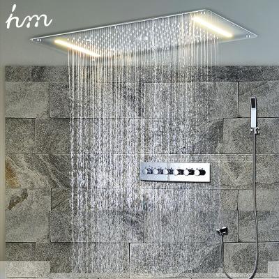 China With S.M. Comfortable Stainless Steel Slide Bar Shower Sets Hand Shower Spa Mist Fashion Ceiling Mount Rain Fall Shower Head for sale