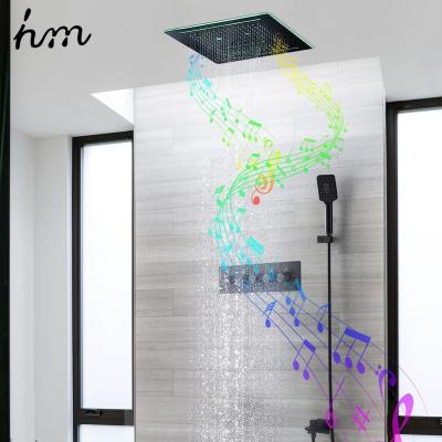 China With Slide Bar S.M. SPA Massage Ceiling Square Shower Head Led Light Music Waterfall Outlet Bathroom Shower Sets And Faucets Bath Shower Mixer for sale