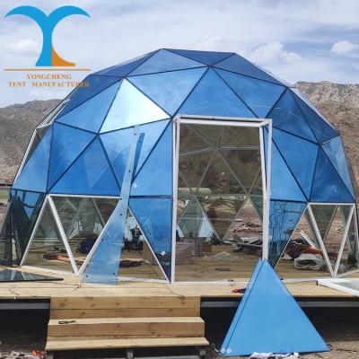 China Diagonal tying type aluminum alloy round tent glass house glass dome igloo camping tents dome glass house for sale