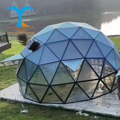 China Camouflage game 6m hotel geodesic dome tent transparent clear glamping steel structure/igloo outdoor glass house field for sale