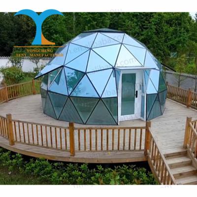 China Diagonal Tether Type 5 M Garden Igloo Geodesic Glamping Glass Dome Tents For Sale Prefab Aluminum Alloy Frame Tent Houses for sale