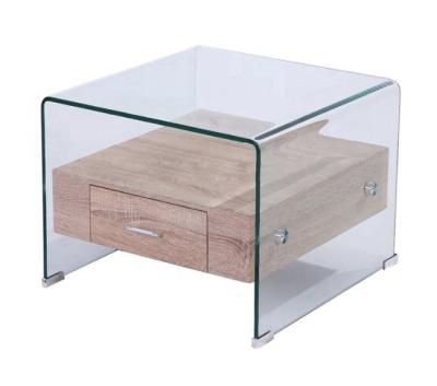 China Cooling High Quality Small Glass Bed Side Table With Drawer for sale