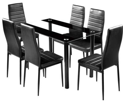 China China Factory Sale Modern Design Dining Room Furniture Black Tempered Glass Top Tables And Chairs Cheap Dining Table Set for sale