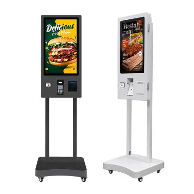 China 32 Inch Full Black Cashless Self Service Kiosk With Credit Card Payment for sale