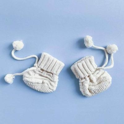 China Natural Organic Baby Neutral Pom Pom Cute Booties Gender Neutral Socks Made To Order Breathable for sale