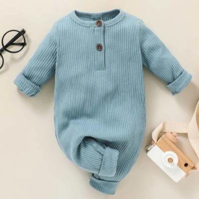 China New Design Soft Custom 100% Cotton Knitted Baby Set Organic Cotton Long Sleeve Baby Jumpsuit for sale