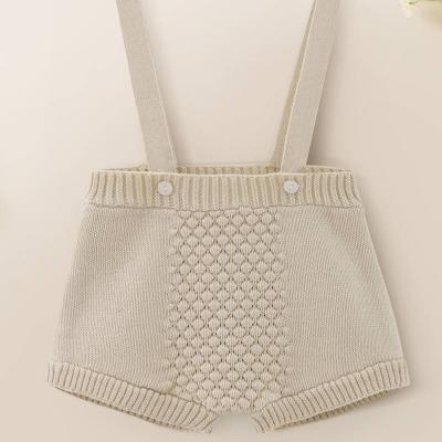 China Custom High Quality 100% Cotton Breathable Knit Baby Clothes Baby Boy Knit Suspender Shorts for sale