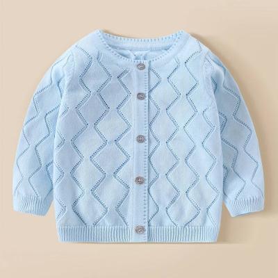 China Special Design Breathable 100% Cotton Knitted Baby Sweater Button Up Stretchy Casual Open Sweater for sale